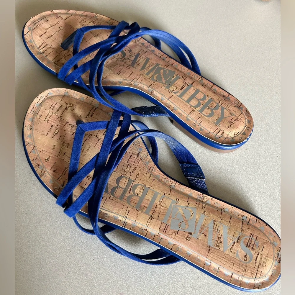 Sam & Libby Royal Blue Suede Sandals - Picture 5 of 9